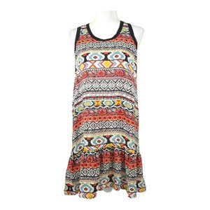 Tolani Mini Dress Tunic Top Womens Size M Sleeveless Floral Boho Sleeveless Silk